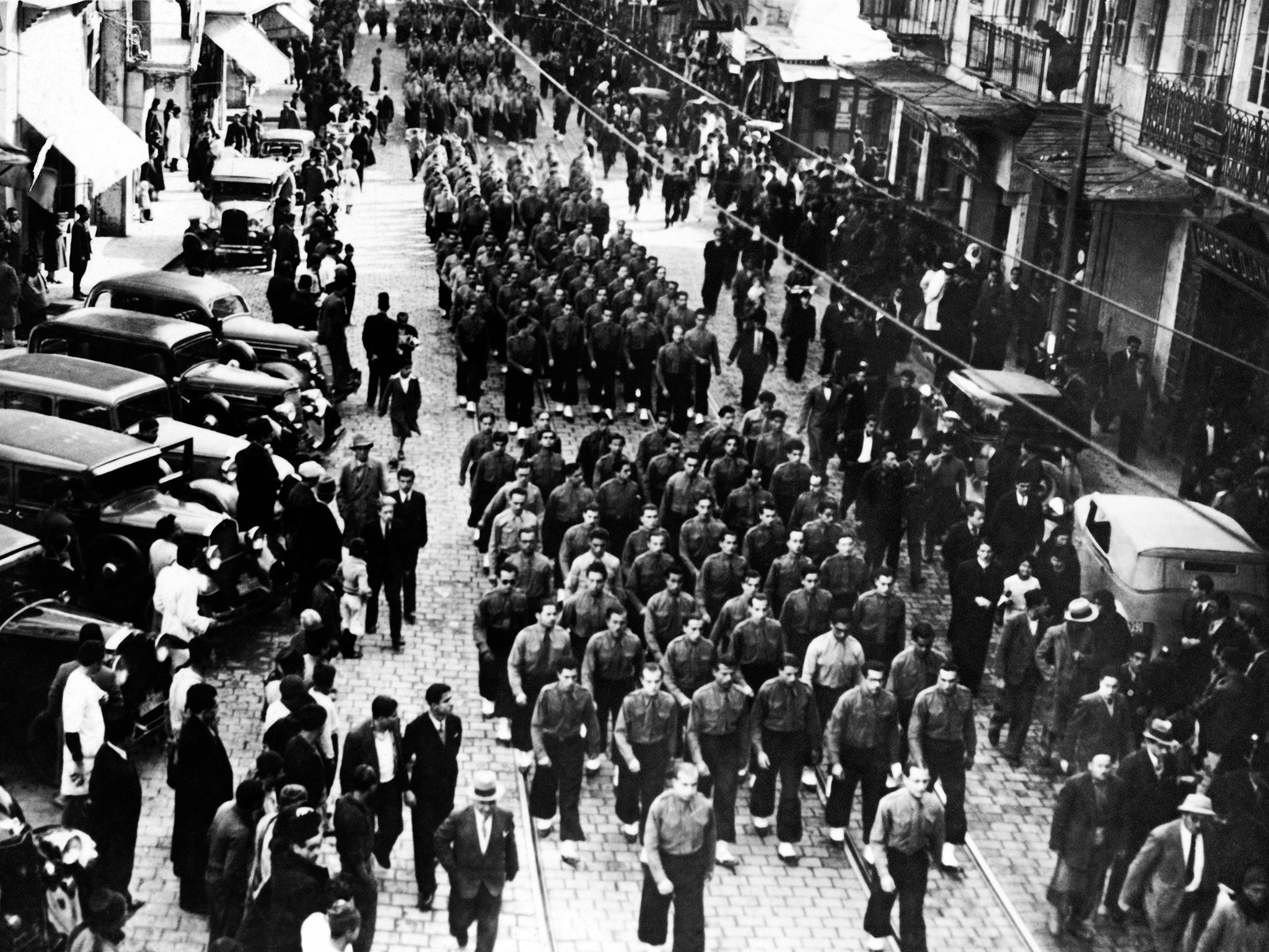 The Phalanges Party on the streets of Beirut in 1937