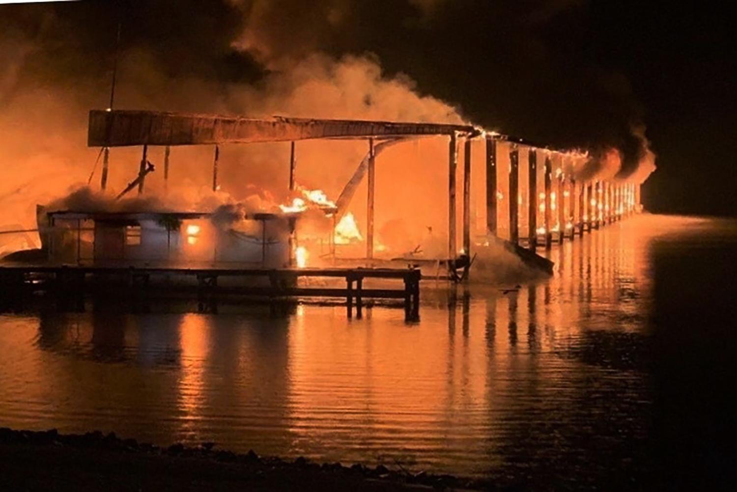 A blaze that broke out at the Jackson County Marina in Alabama is responsible for several deaths, according to officials.