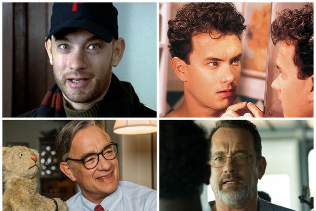 Star turns: (clockwise from top left), Hanks in ‘Philadelphia’, ‘Big’, ‘Captain Phillips’ and ‘A Beautiful Day in the Neighborhood’