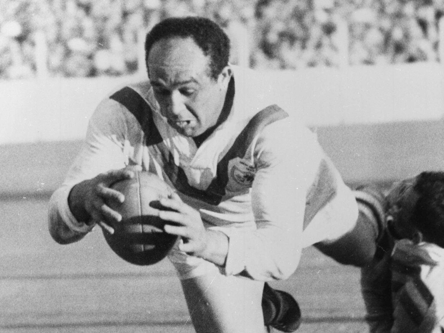 Billy Boston scores a try during the Ashes series win in Australia in June 1962. Eight years earlier Wigan’s Welshman had become the first black player to represent Great Britain