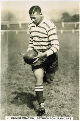 James ‘Jimmy’ Cumberbatch, professional rugby league player, on a Senior Service cigarette card