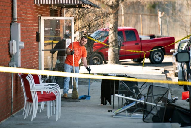 The scene at Mac's Lounge in Hartsville, South Carolina, following a shooting that left at least two men dead