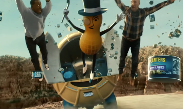 The commercial shows a mountainside crash which sees the brand mascot fall to his death