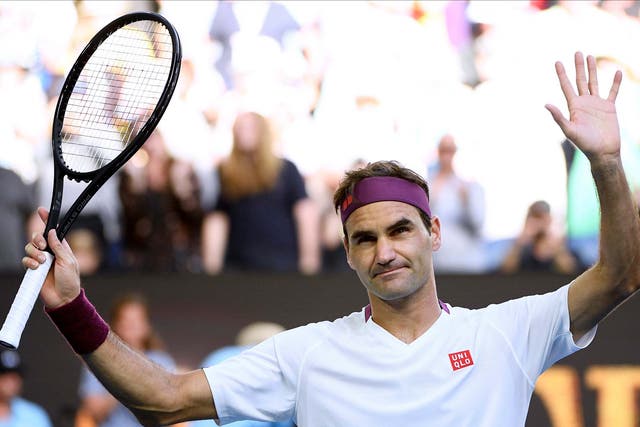 Switzerland's Roger Federer reacts after defeating Tennys Sandgren