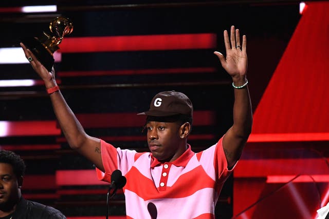 Tyler, the Creator with his Grammy for Best Rap Album