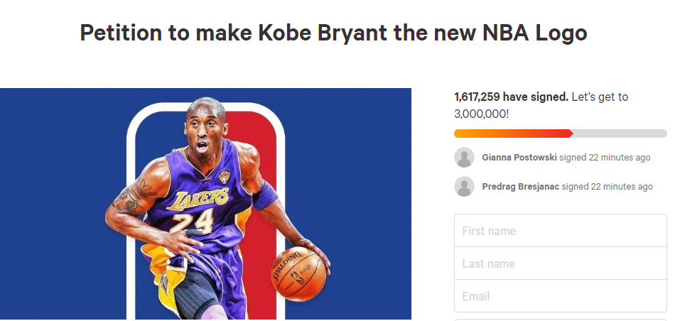 NBA news: Kobe Bryant, logo, death, dead, petition, change.org, Jerry West,  Los Angeles Lakers