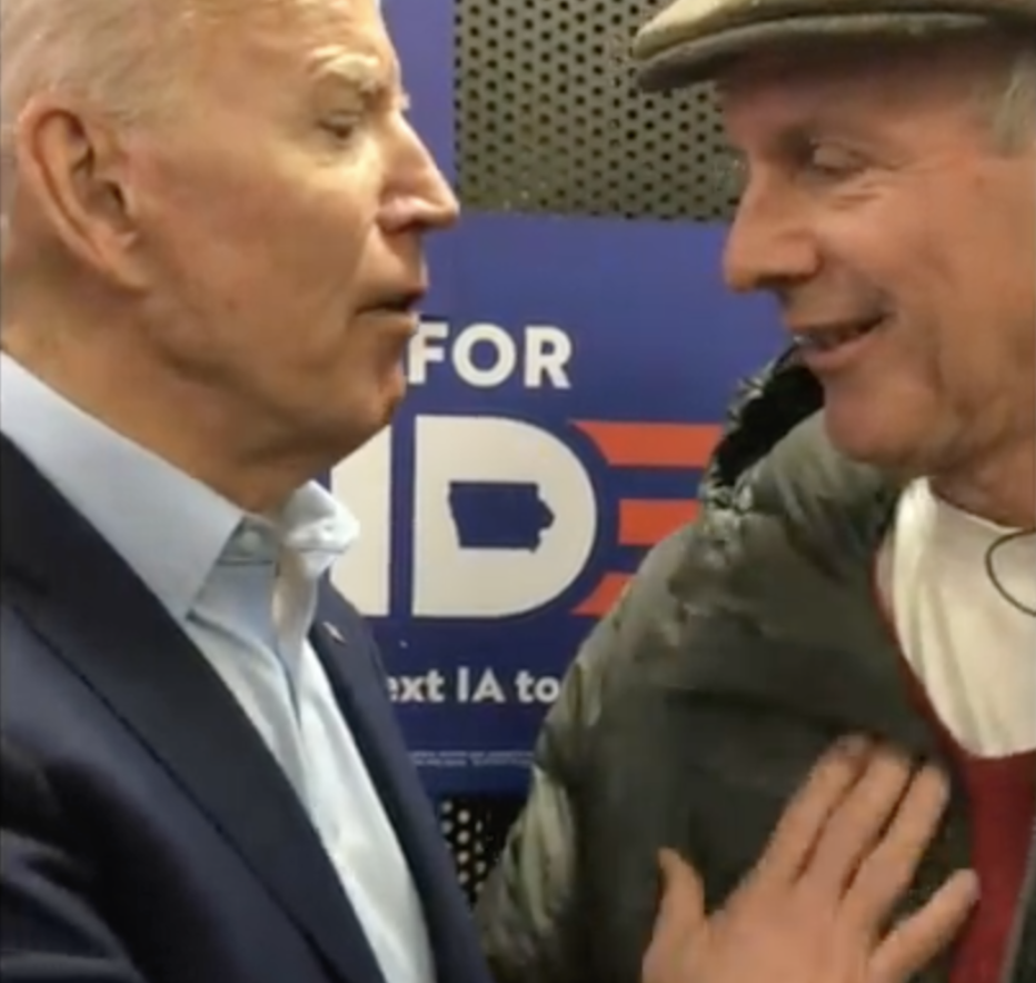 Biden gets physical with voter in tense Iowa exchange over pipelines