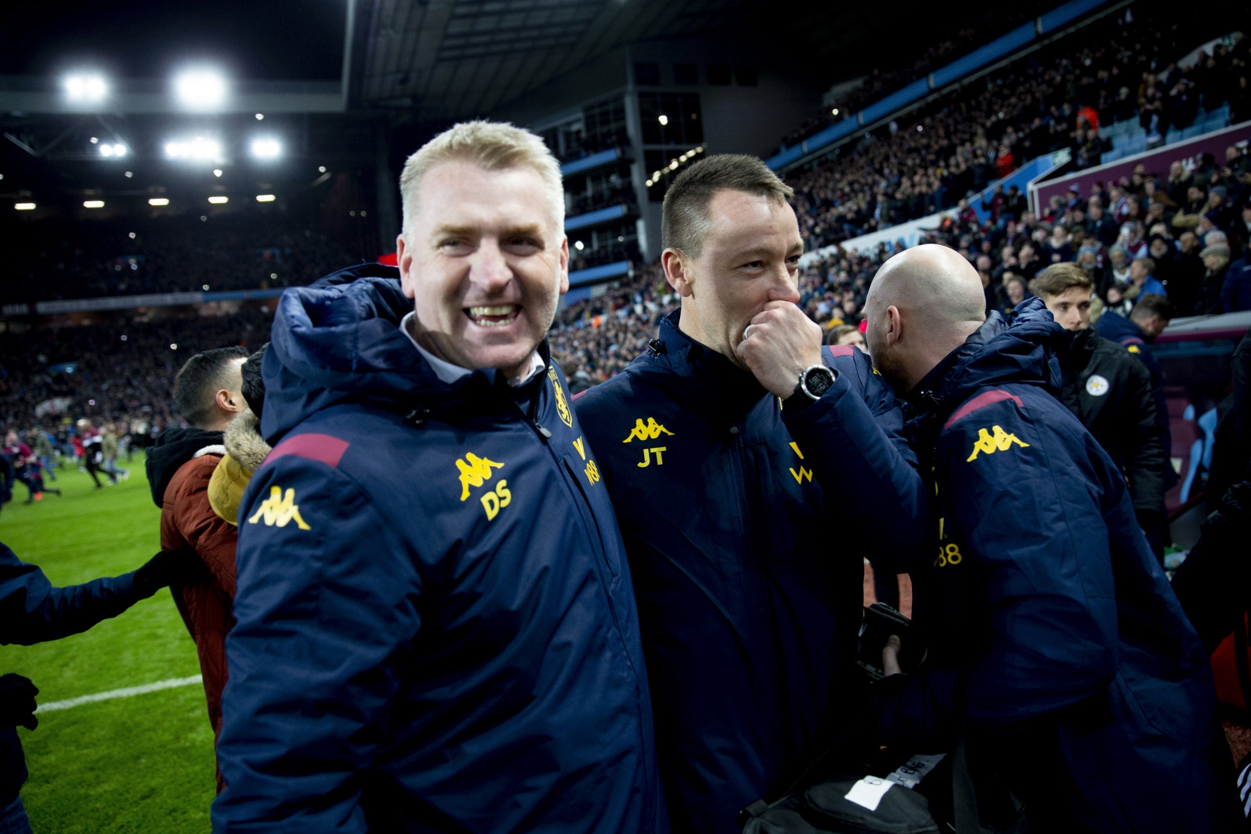 Dean Smith celebrates after the full-time whistle (Getty)