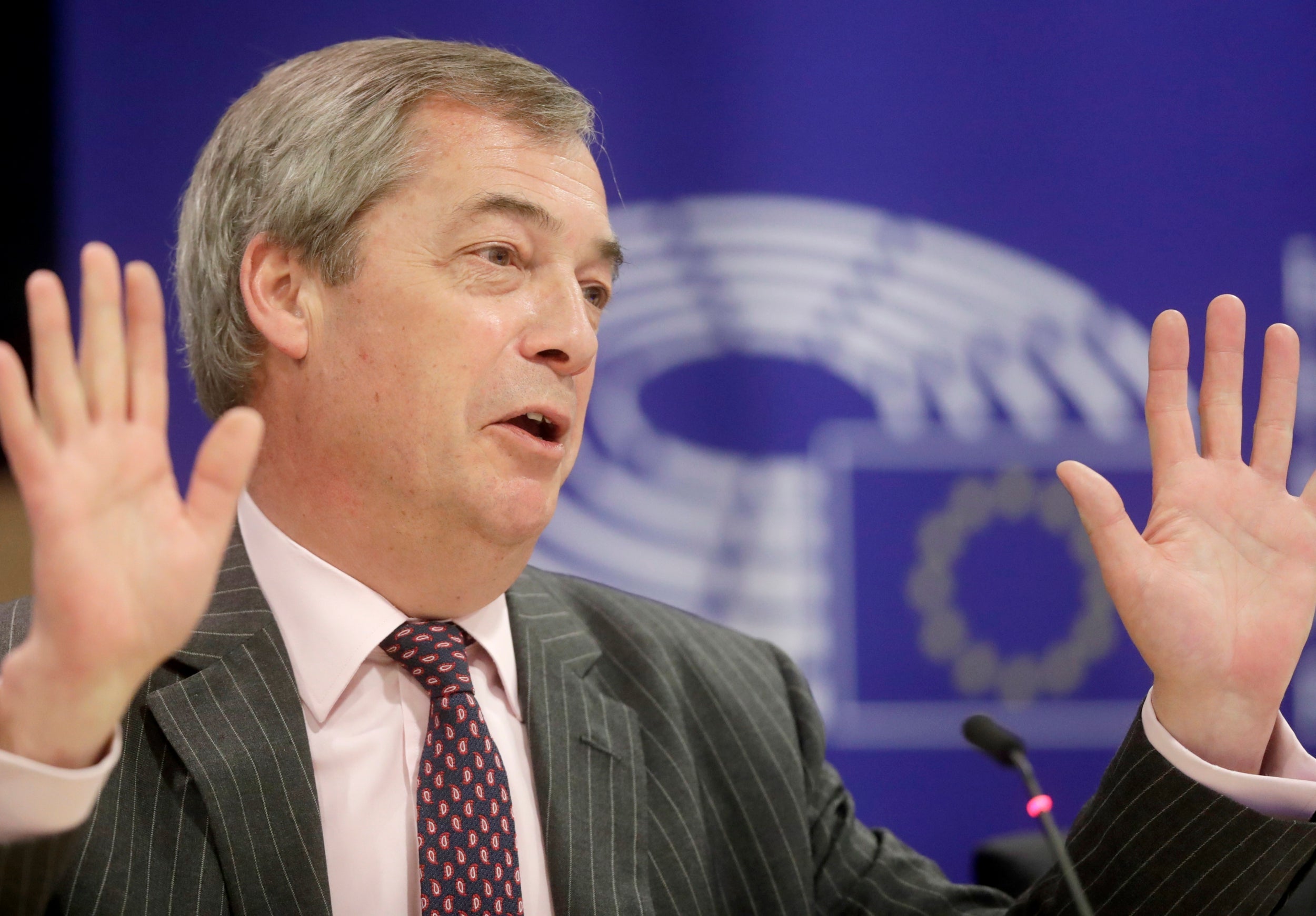 Nigel Farage at his final press conference in Brussels