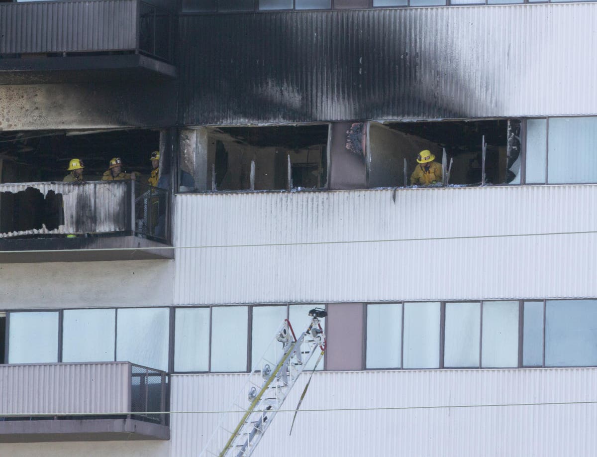 LA fire: Dramatic video shows rescue from high-rise blaze as officials report 8 injured, including 3 month old