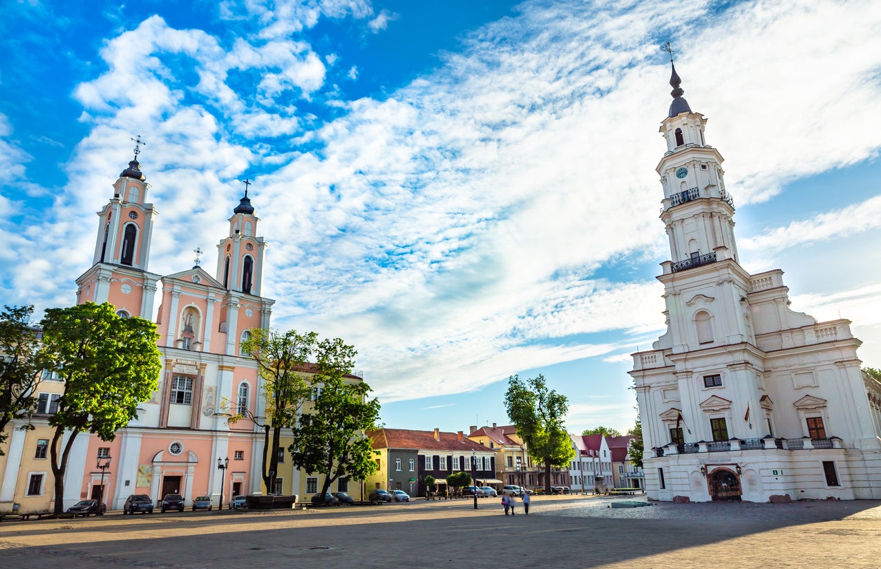 Wander the main square of Kaunas Old Town