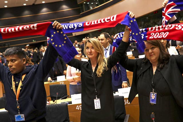 Related video: Brexit MEPs wave small Union Jack flags following Farage's last EU speech