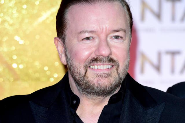 Ricky Gervais during the National Television Awards at London's O2 Arena.