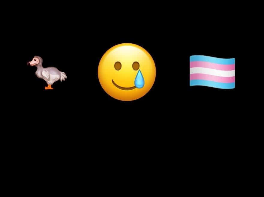 New emoji for 2020 include a dodo, a smiling face with a tear and a transgender flag