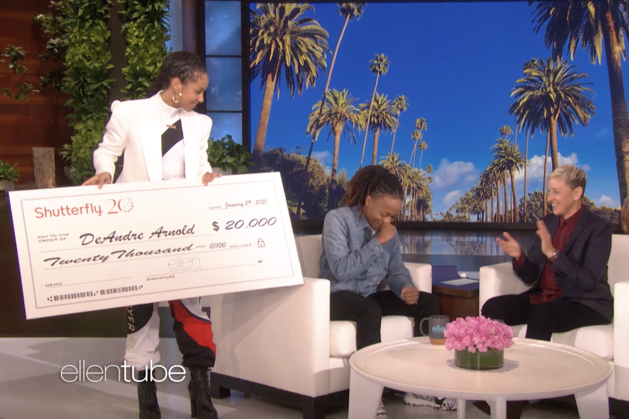 Ellen DeGeneres awarded the teen with a $20,000 scholarship (EllenTube)