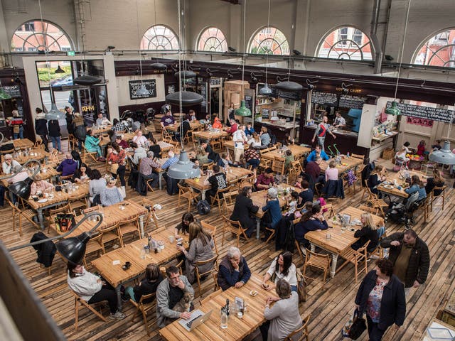 Mackie Mayor food market has eight kitchens, a brewery and a bottle shop all inside a grade II-listed building 