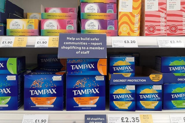 Tesco used anti-shoplifting signs for feminine hygeine products in Kensington store