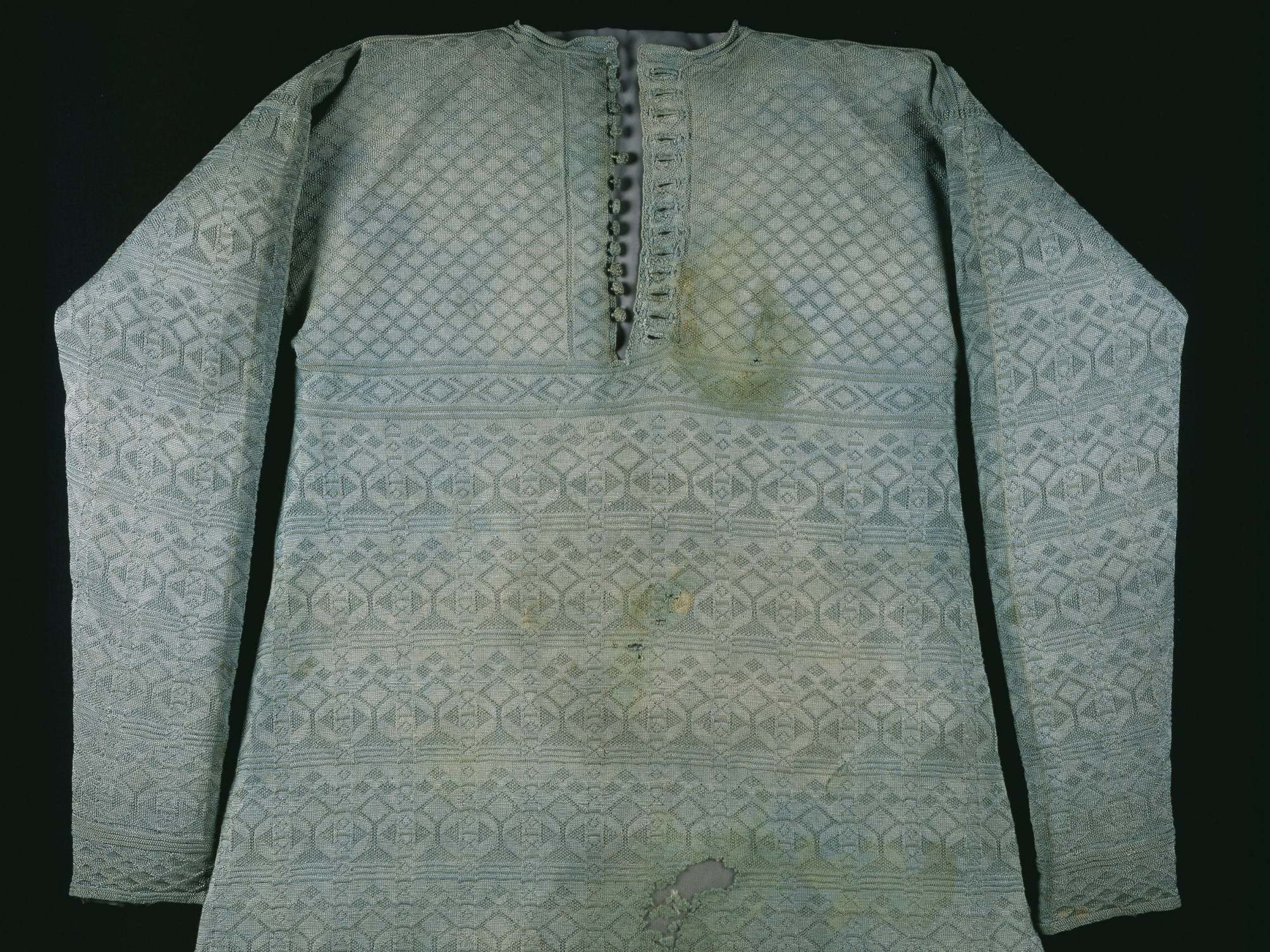 A knitted pale green silk vest or waistcoat said to have been worn by Charles I at his execution