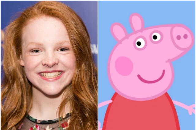 Actor Harley Bird and her on-screen alter ego Peppa Pig
