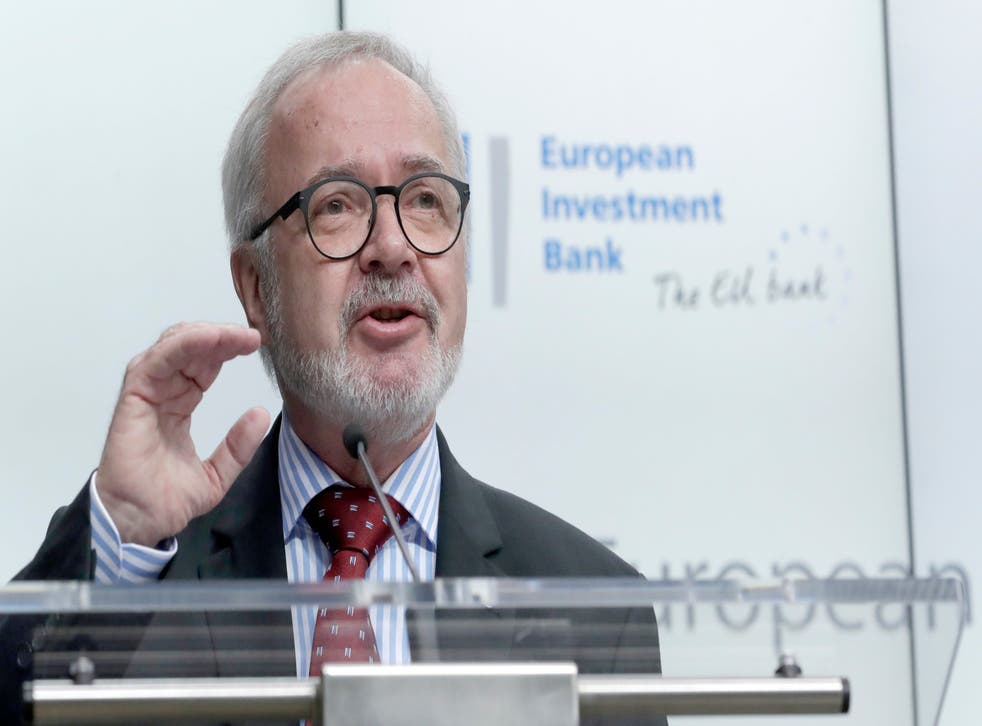President of the European Investment Bank, Werner Hoyer, gives the EIB annual press conference in Brussels