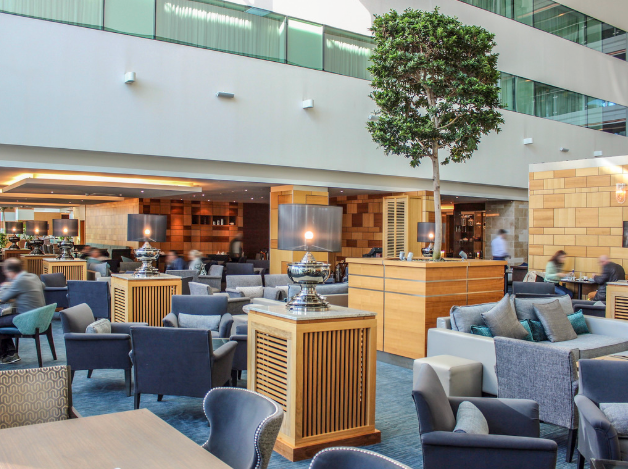 Sofitel Heathrow's communal areas are decked out in soothing shades