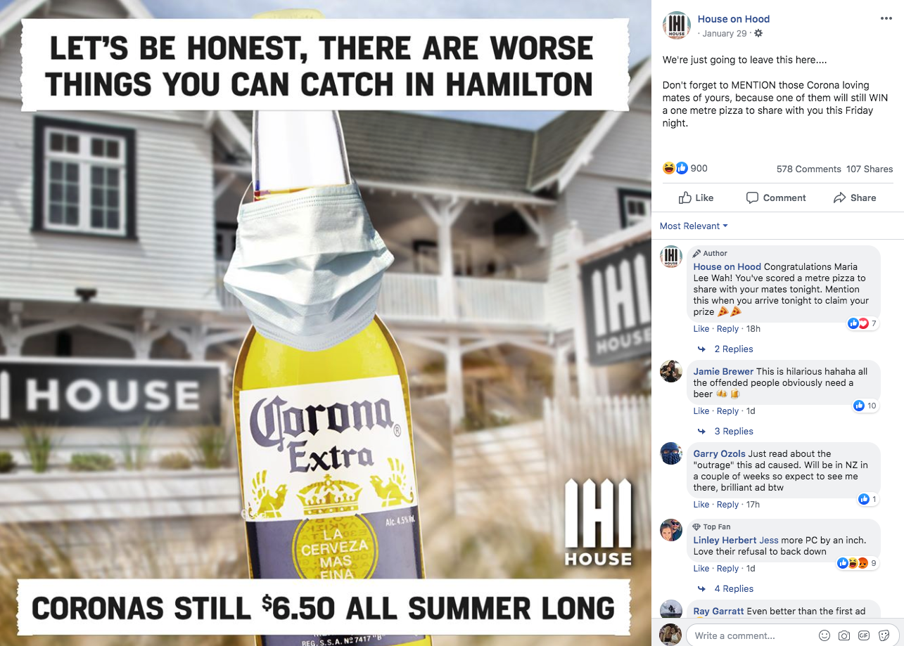 House on Hood advertises coronavirus event on Facebook (Facebook)