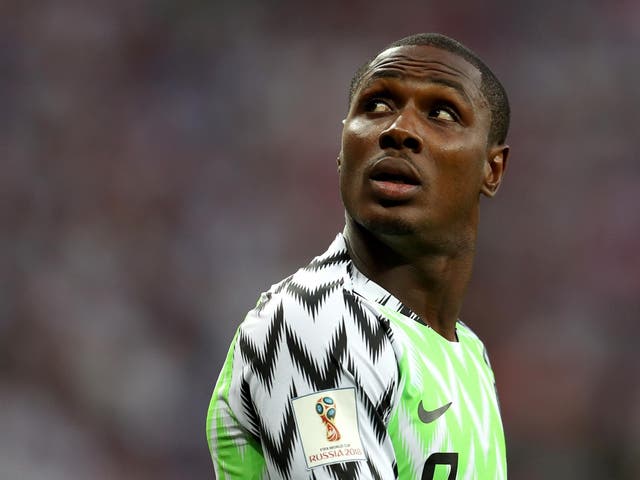 Odion Ighalo of Nigeria looks on