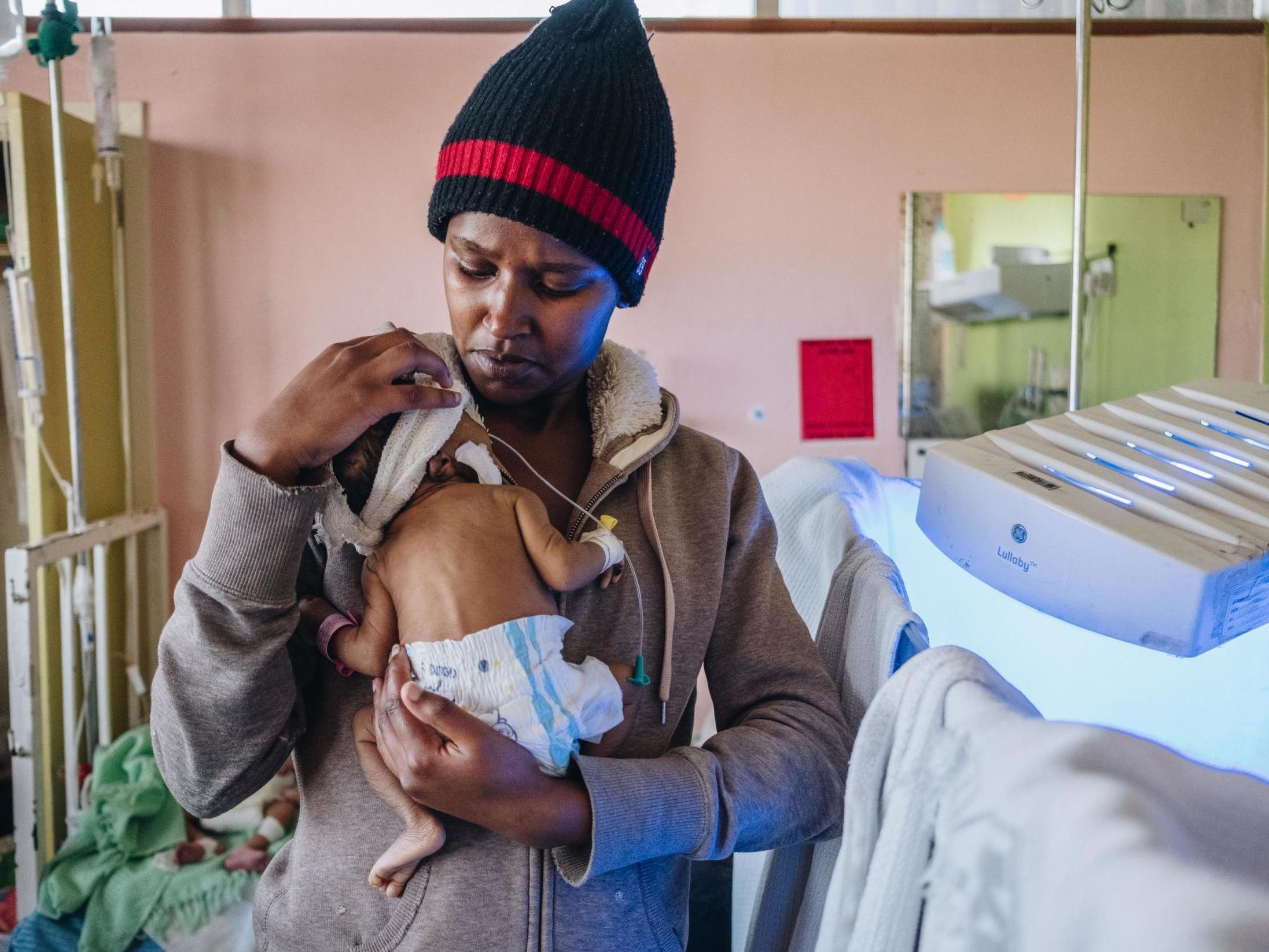 Catherine Wangari, 18, holds her baby, Sheilla, at Kenyatta National Hospital in Nairobi on Jan 15 2020