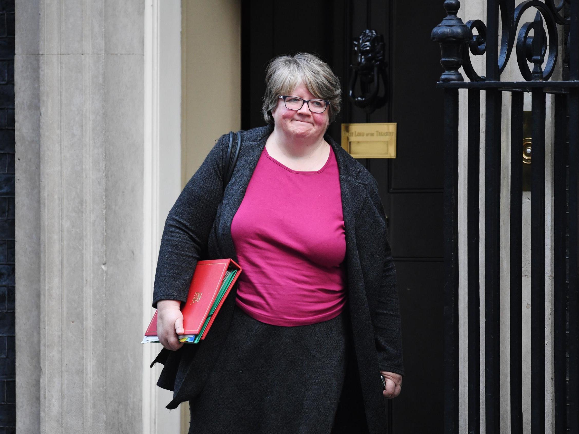 Thérèse Coffey, Secretary of State for Work and Pensions, leaves Downing Street on October 22, 2019 in London, England