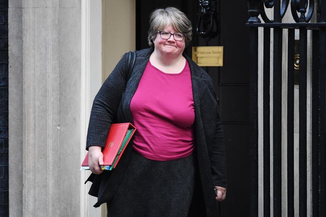 Thérèse Coffey, Secretary of State for Work and Pensions, leaves Downing Street on October 22, 2019 in London, England