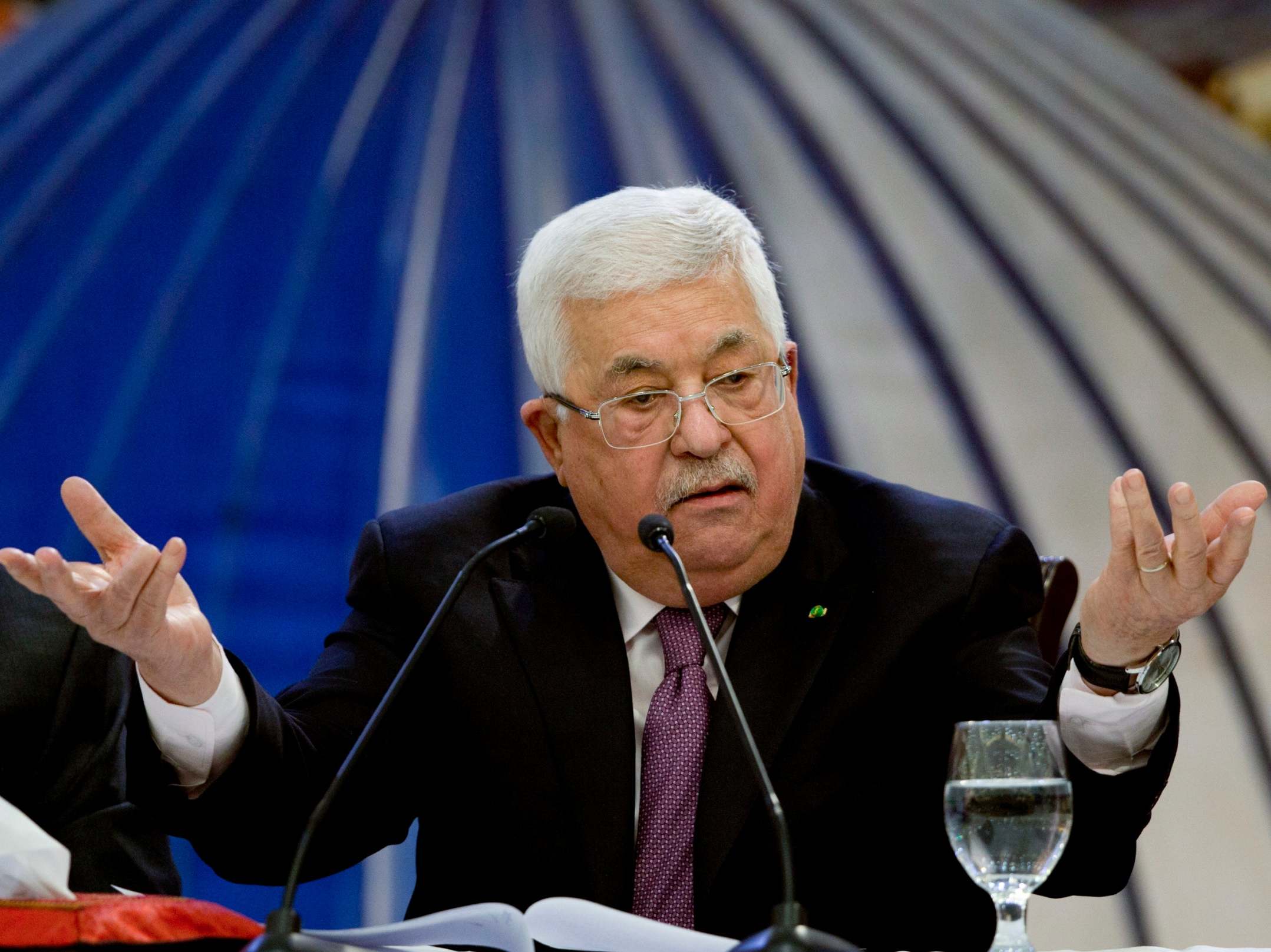 Palestinian president Mahmoud Abbas speaks after a meeting of the Palestinian leadership in the West Bank city of Ramallah, 22 January, 2020