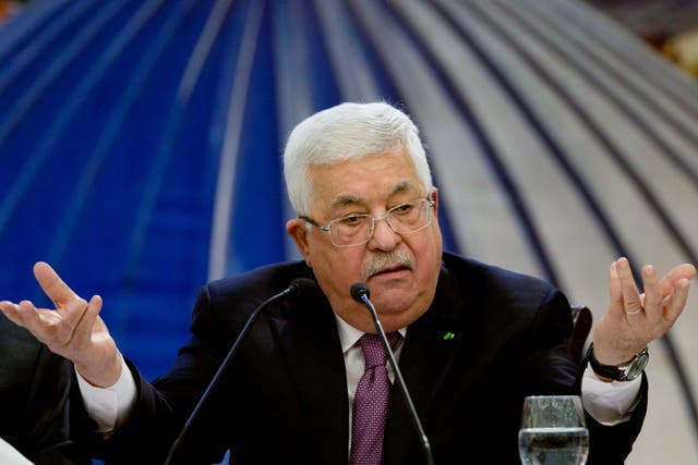 Palestinian president Mahmoud Abbas speaks after a meeting of the Palestinian leadership in the West Bank city of Ramallah, 22 January, 2020