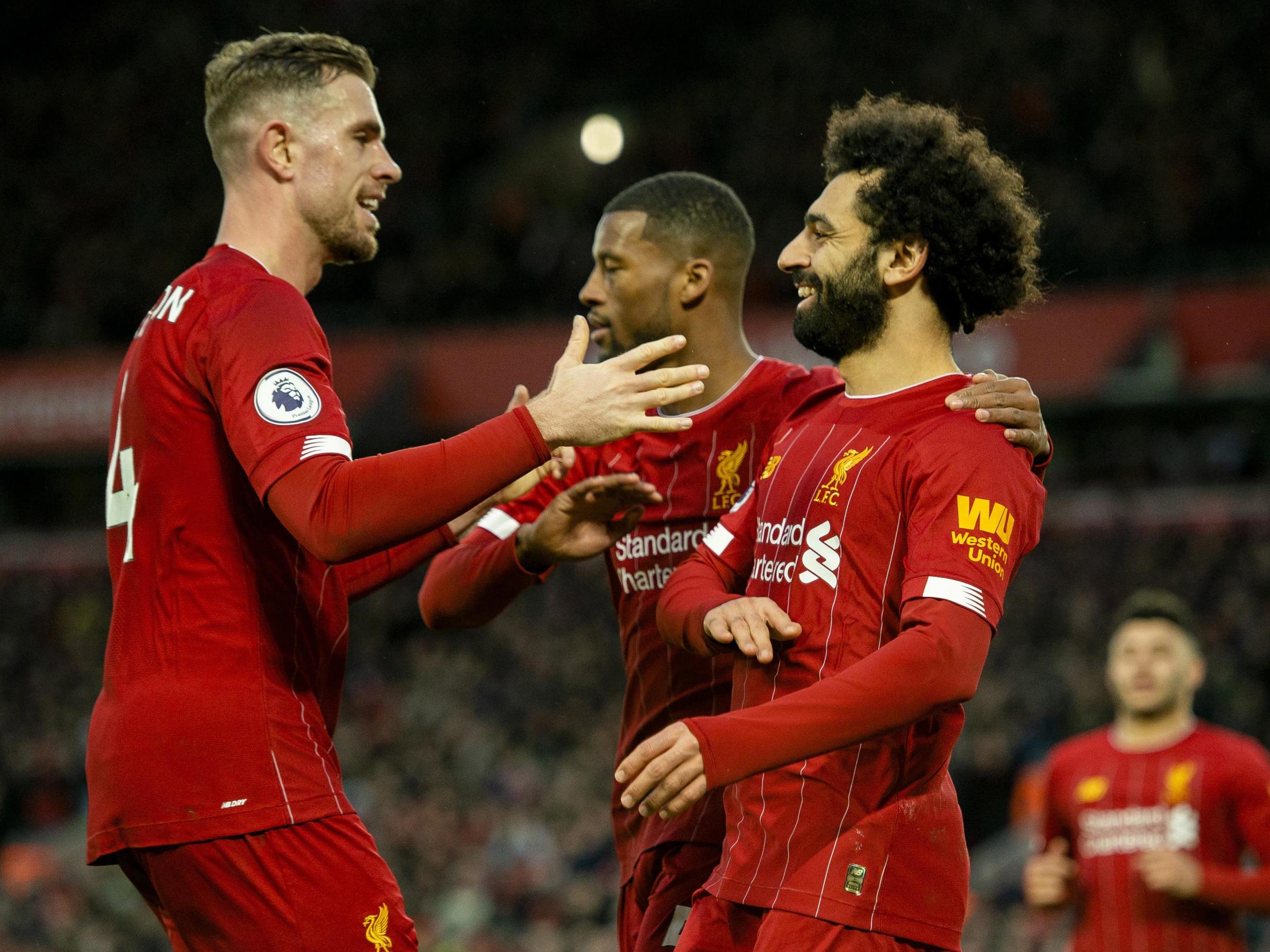 Liverpool crush sorry Southampton to equal Manchester City&apos;s record of 20 consecutive wins