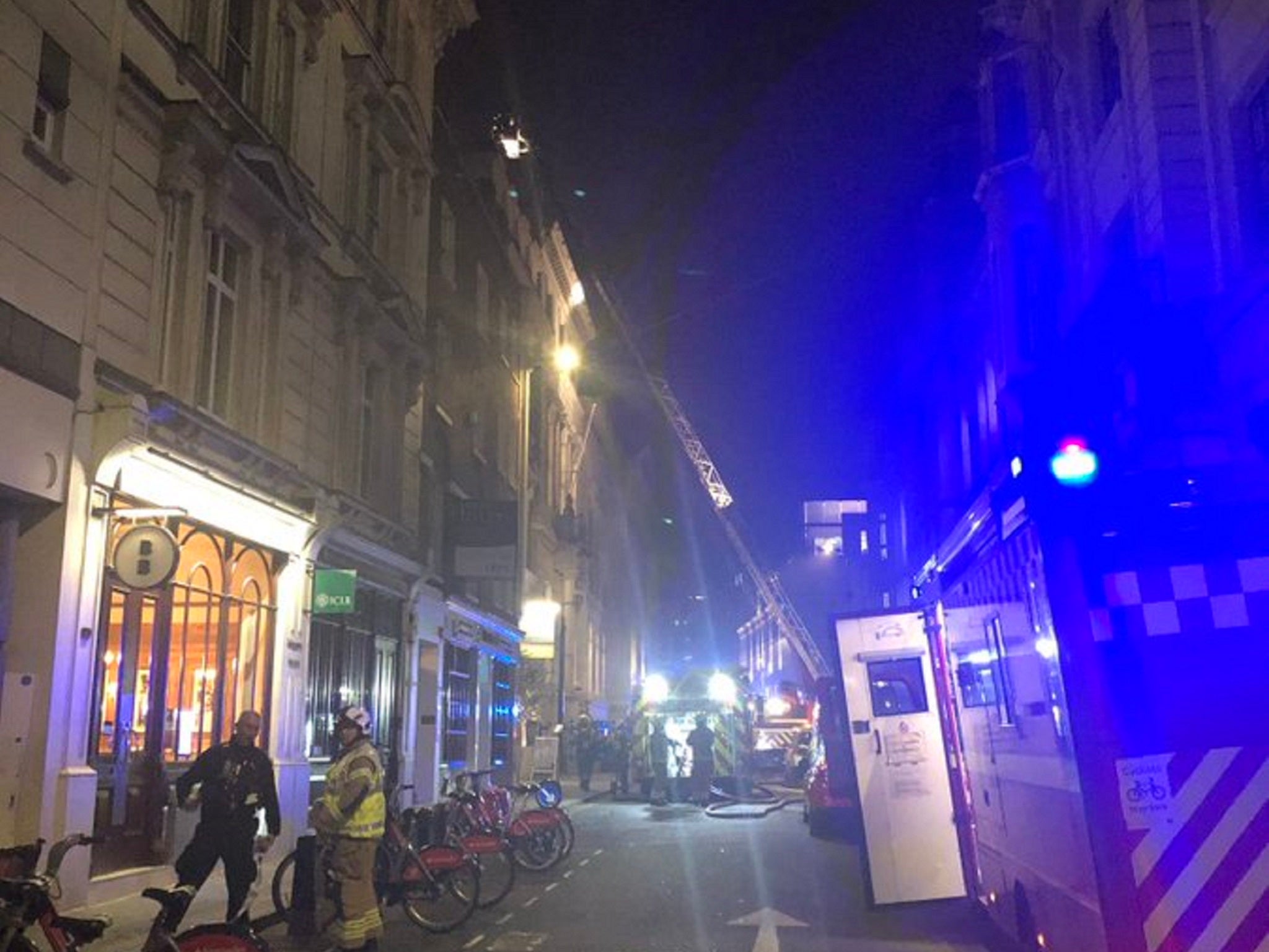 Eleven people were evacuated from flats as 150 firefighters tackled a blaze at an office building in Chancery Lane, Holborn, London, 1 February, 2020.
