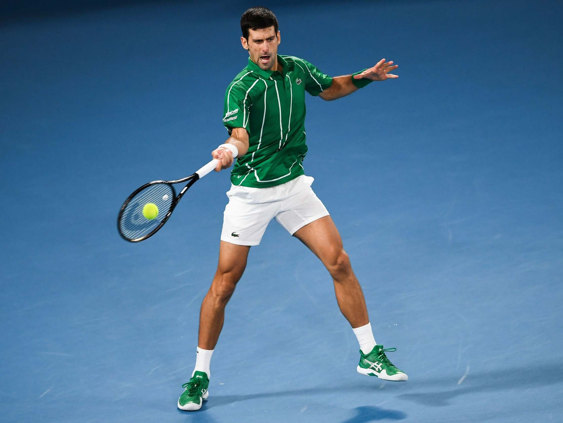 Novak Djokovic en route to winning a 17th Grand Slam title