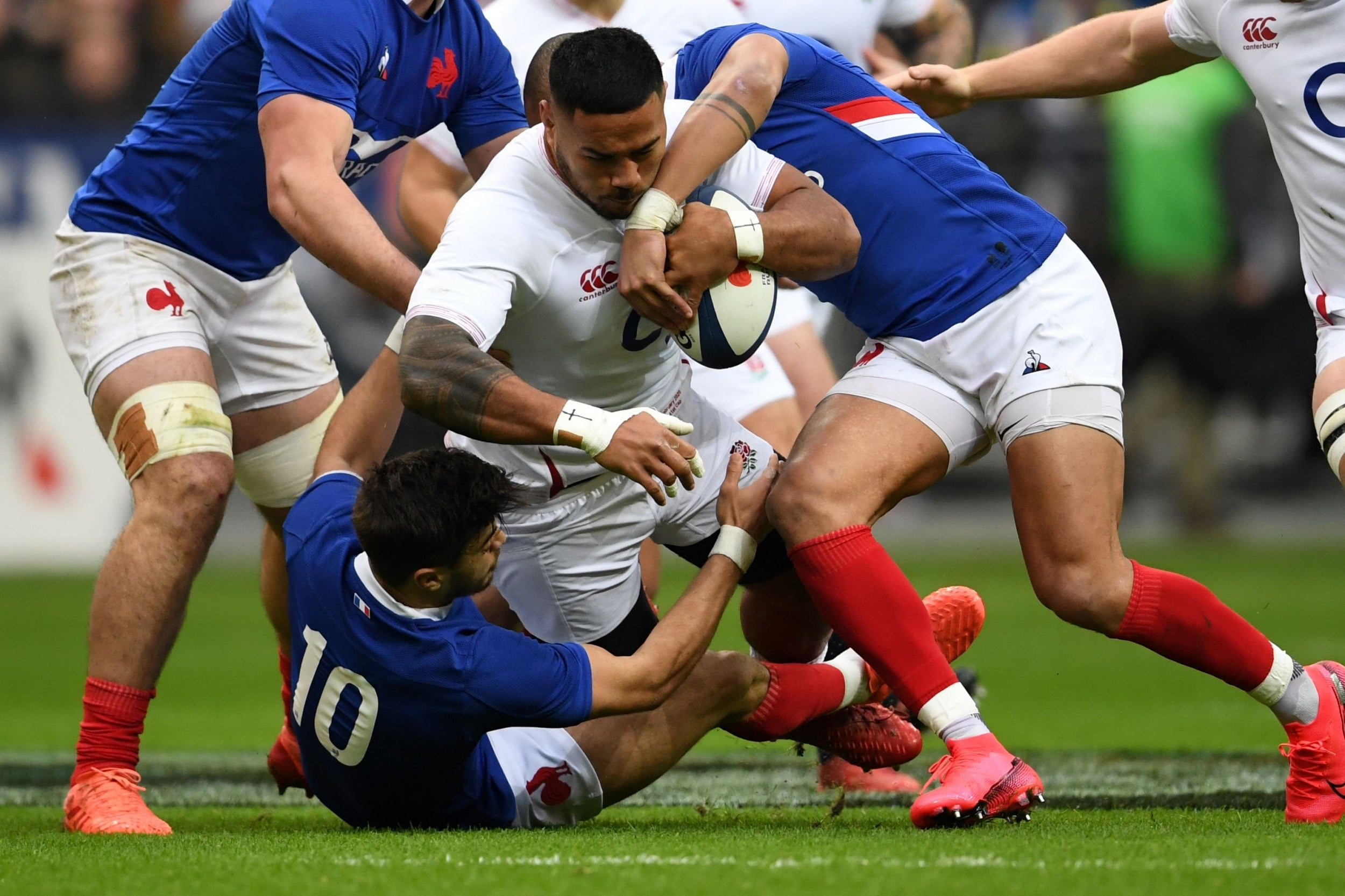 Tuilagi injured his groin 16 minutes into the France defeat (AFP via Getty)