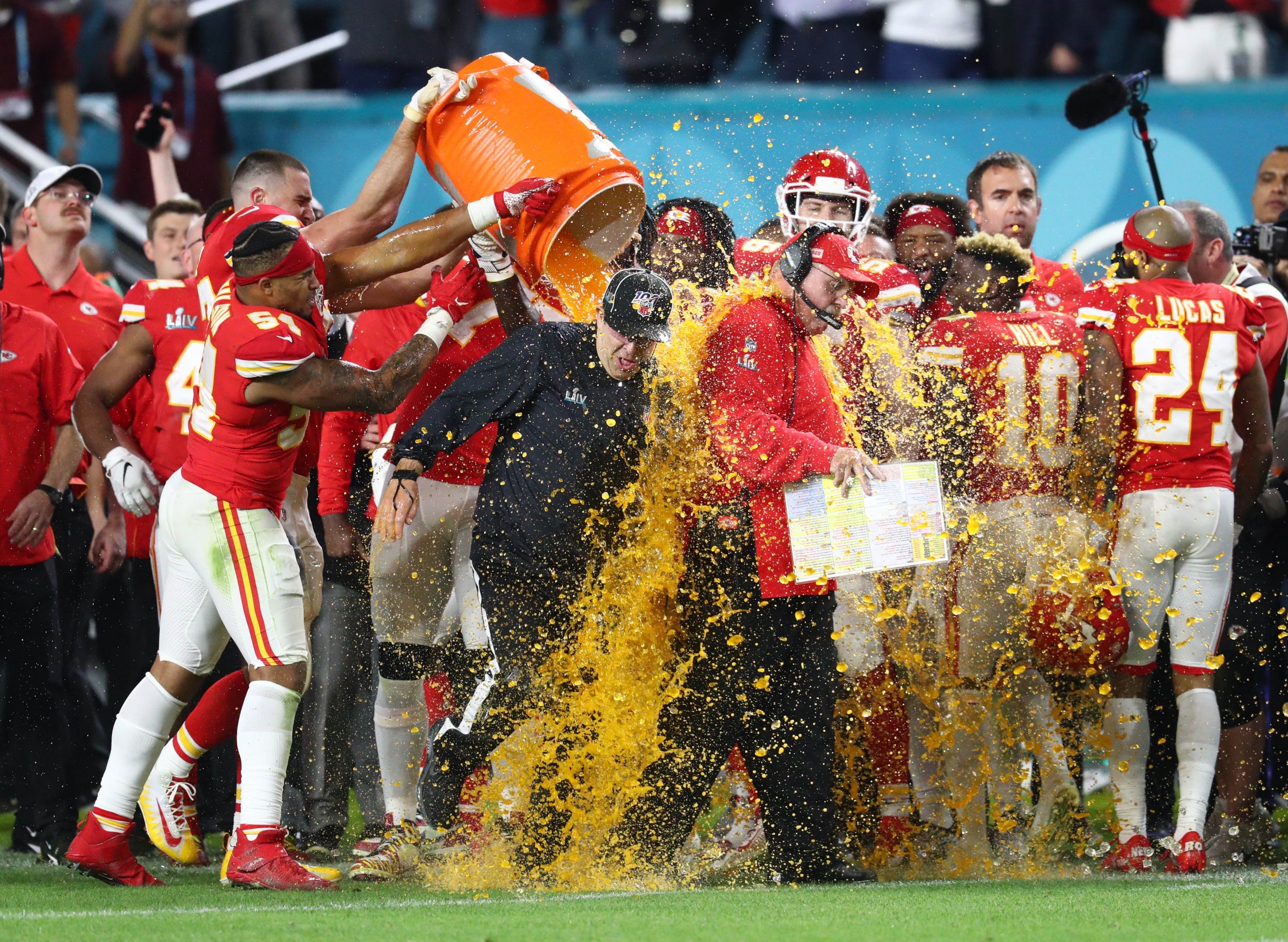 Fans can bet on the colour of the traditional Gatorade shower for the winning coach