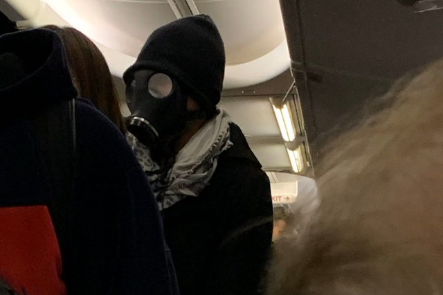 A passenger wore a gas mask onto a flight