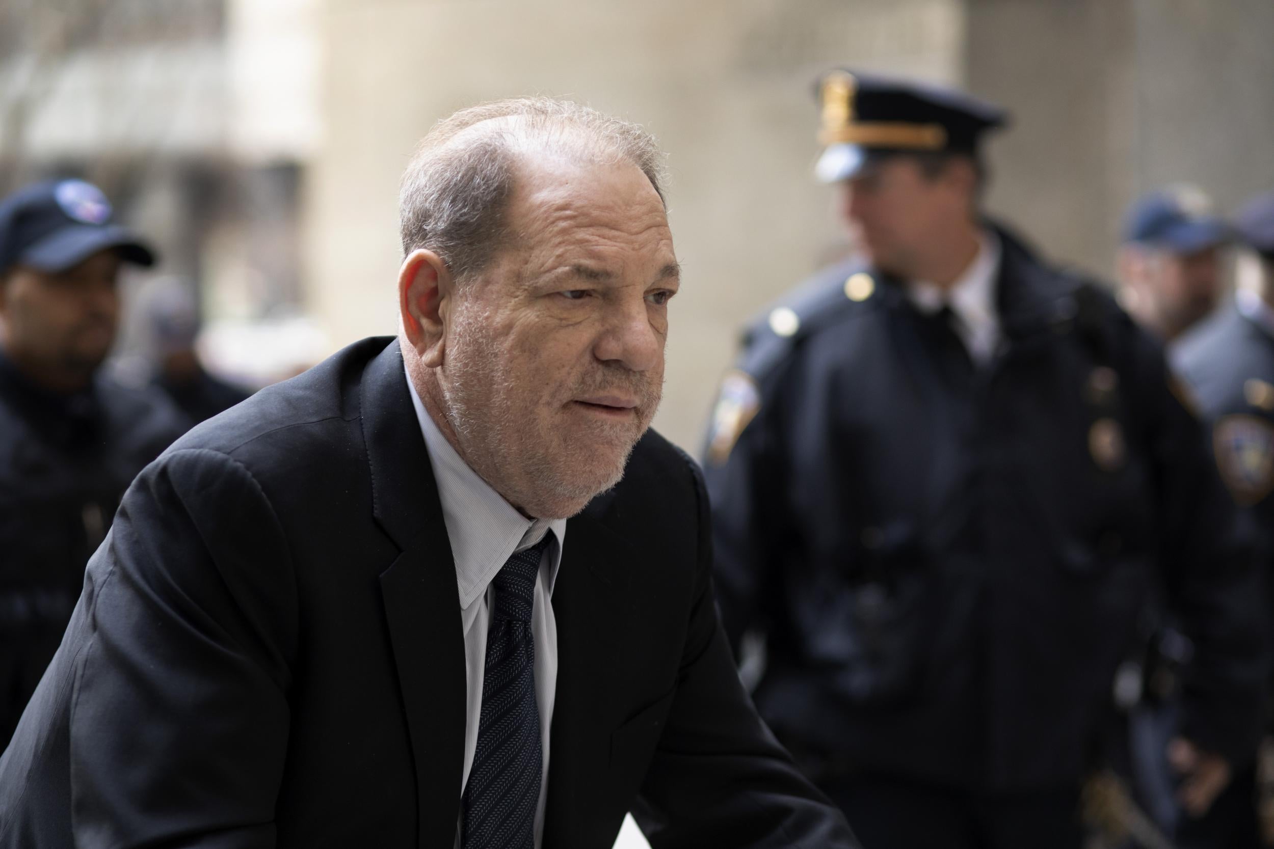 Harvey Weinstein arrives at court for his trial on charges of rape and sexual assault (AP Photo/Mark Lennihan)