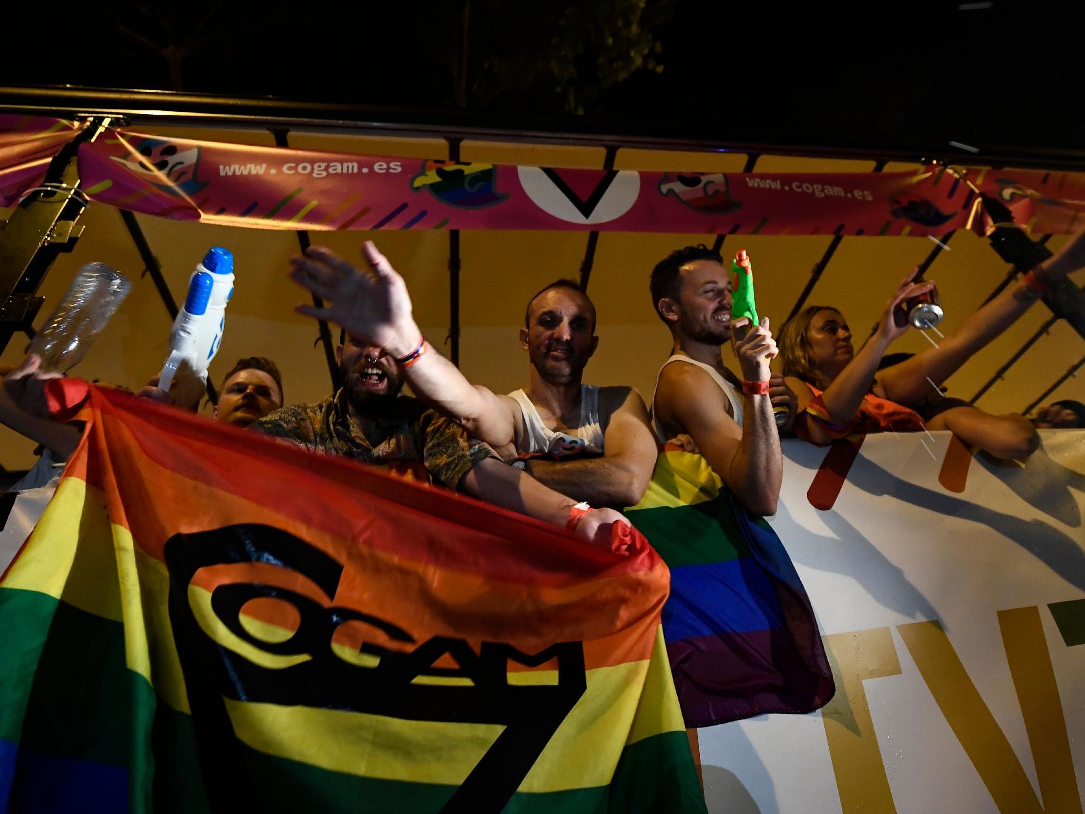 Activists at a Pride march in Madrid, where some politicians have criticised LGBT groups