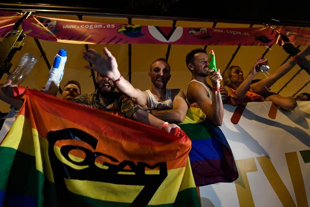 Activists at a Pride march in Madrid, where some politicians have criticised LGBT groups