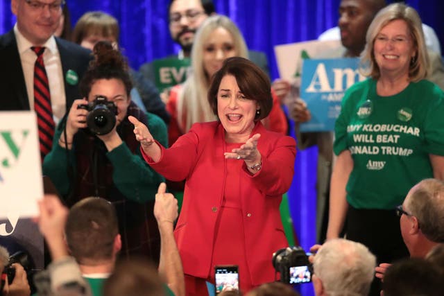 Senator Amy Klobuchar was among those to deliver speeches before the results arrived
