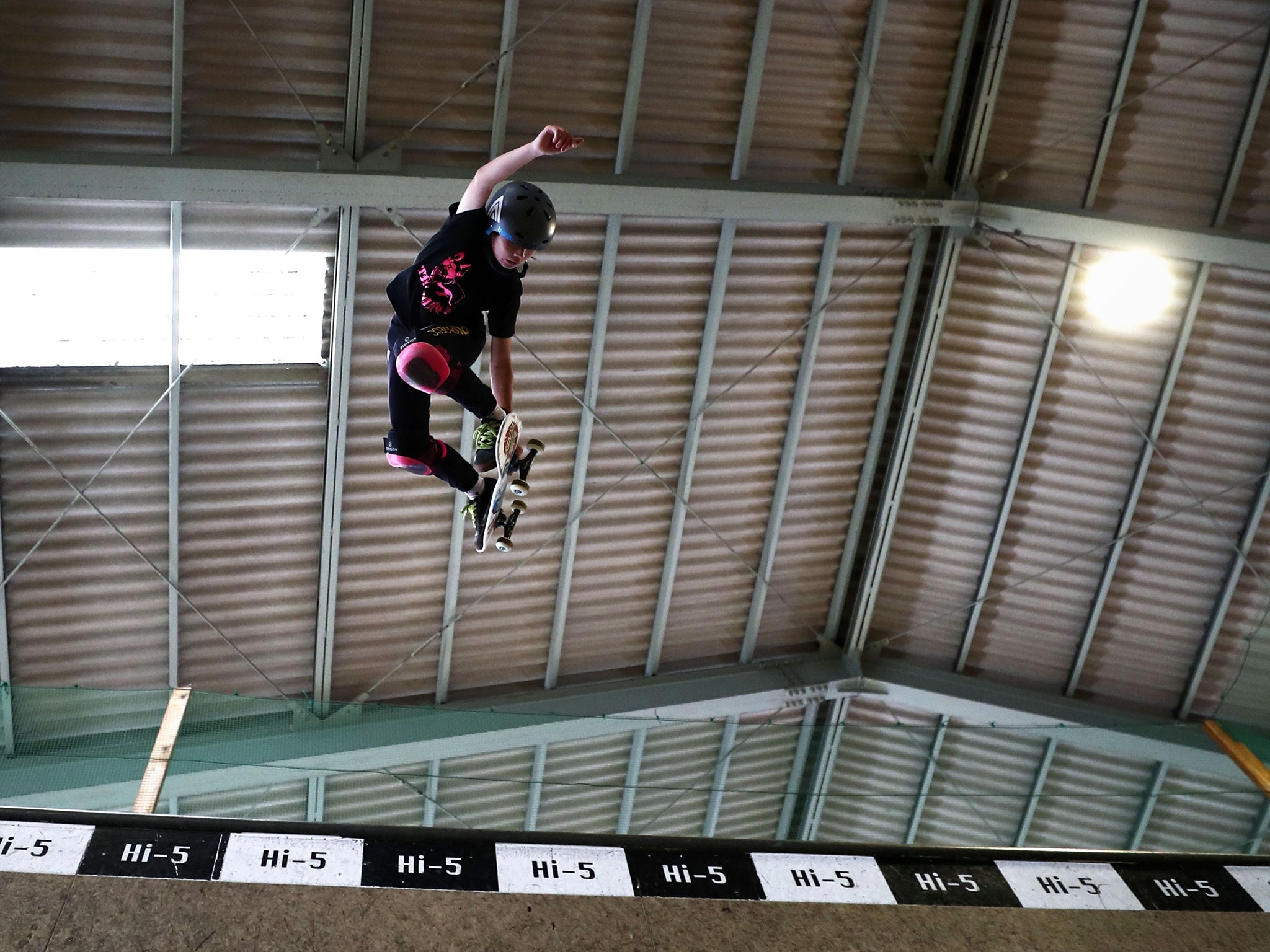 Pint-sized Japanese schoolgirl Misugu Okamoto, who won the Park Skateboarding World Championship in Brazil last September, trains in Ama, Aichi (AFP/Getty)