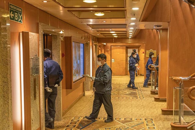 Quarantine officials on the Diamond Princess cruise ship that has been quarantined in Japan