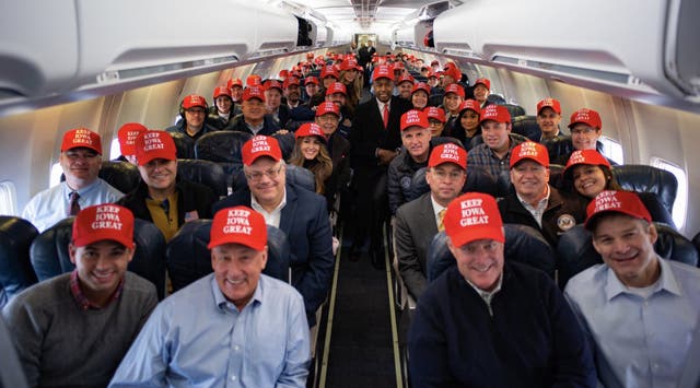 Tim Murtaugh, director of communications for the Trump re-election campaign tweeted the photo of Team Trump leaving Iowa