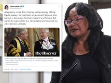 Diane Abbott claims ex-military commander ‘unlikely’ bullying victim