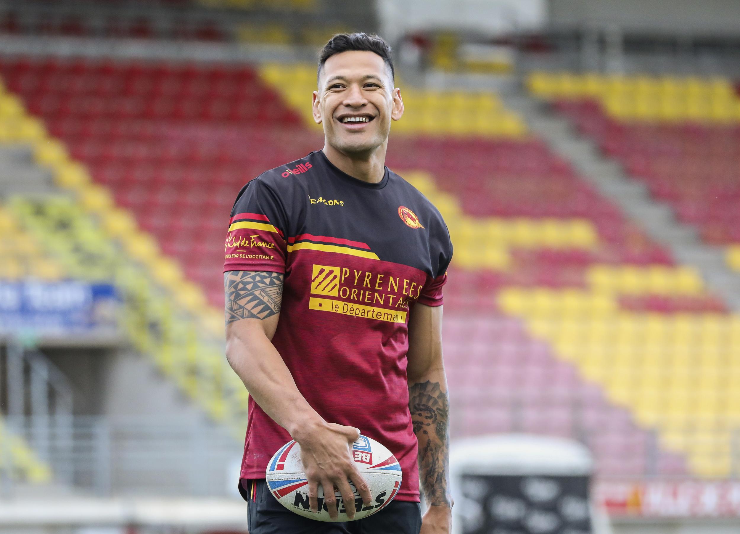 Israel Folau hailed as a 'champion player' as controversial star awaits Catalans Dragons debut