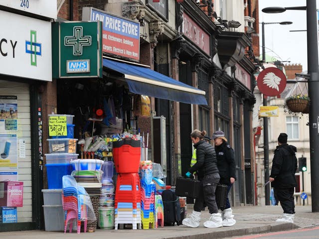 Police activity at the scene following the terror attack in Streatham High Road