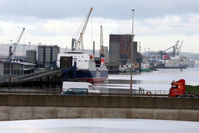 Police received a report of a bomb on a lorry at Belfast docks