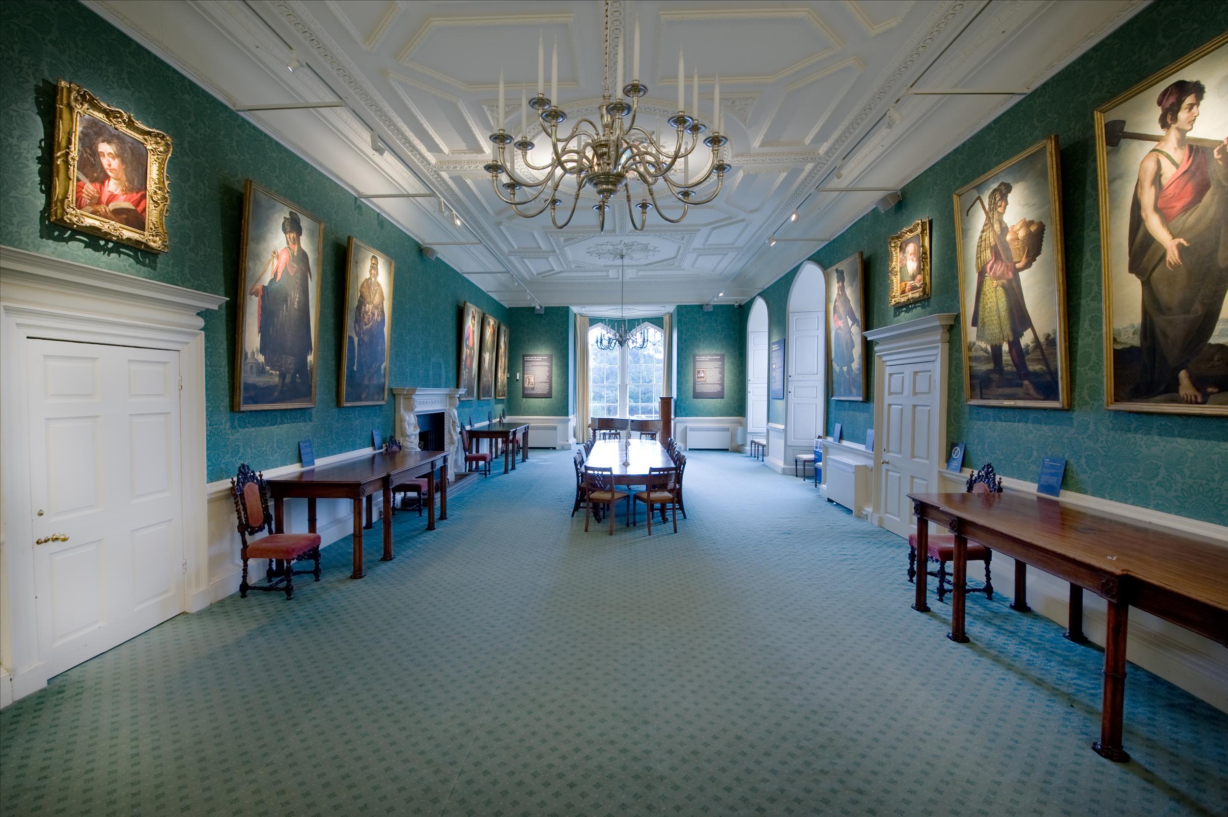 Wall to wall: art is displayed in the long dining room